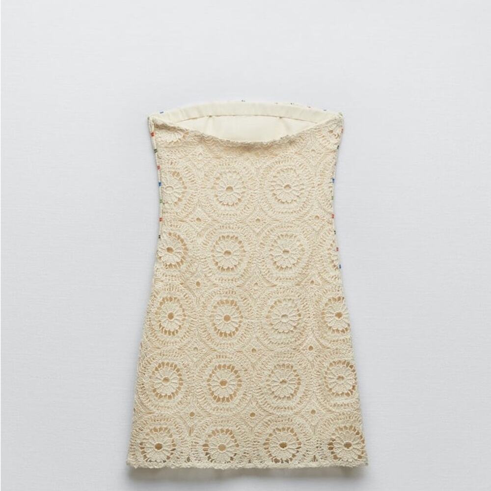 ZARA BLOGGER FAVORITE STRAPLESS CROCHET DRESS - Picture 11 of 12